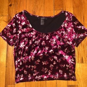 Red floral crop top